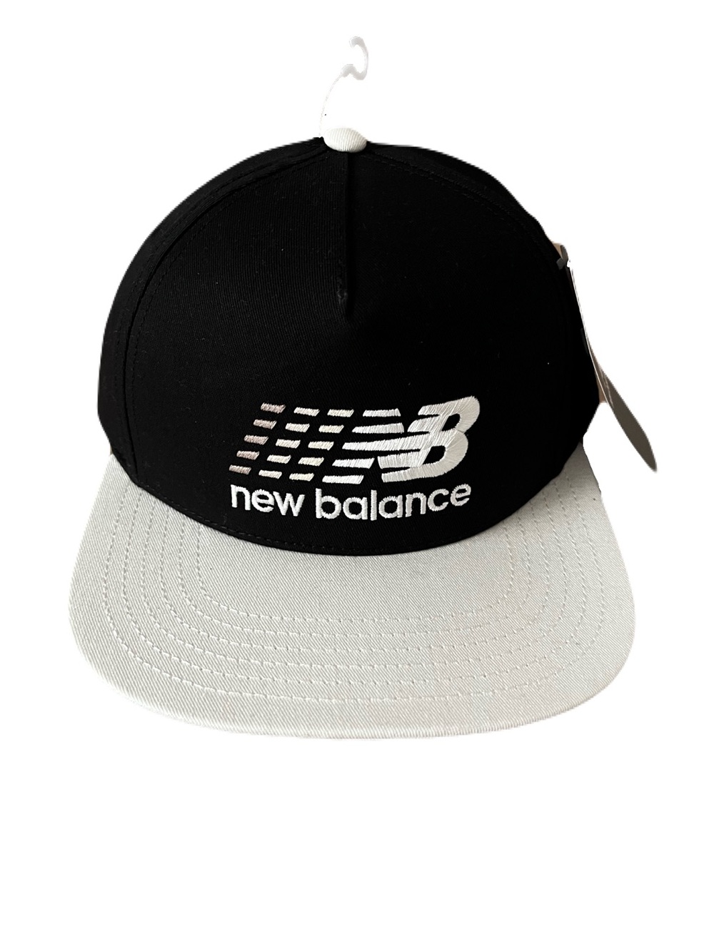 New Balance Black Crown White Brim Logo Snapback Hat